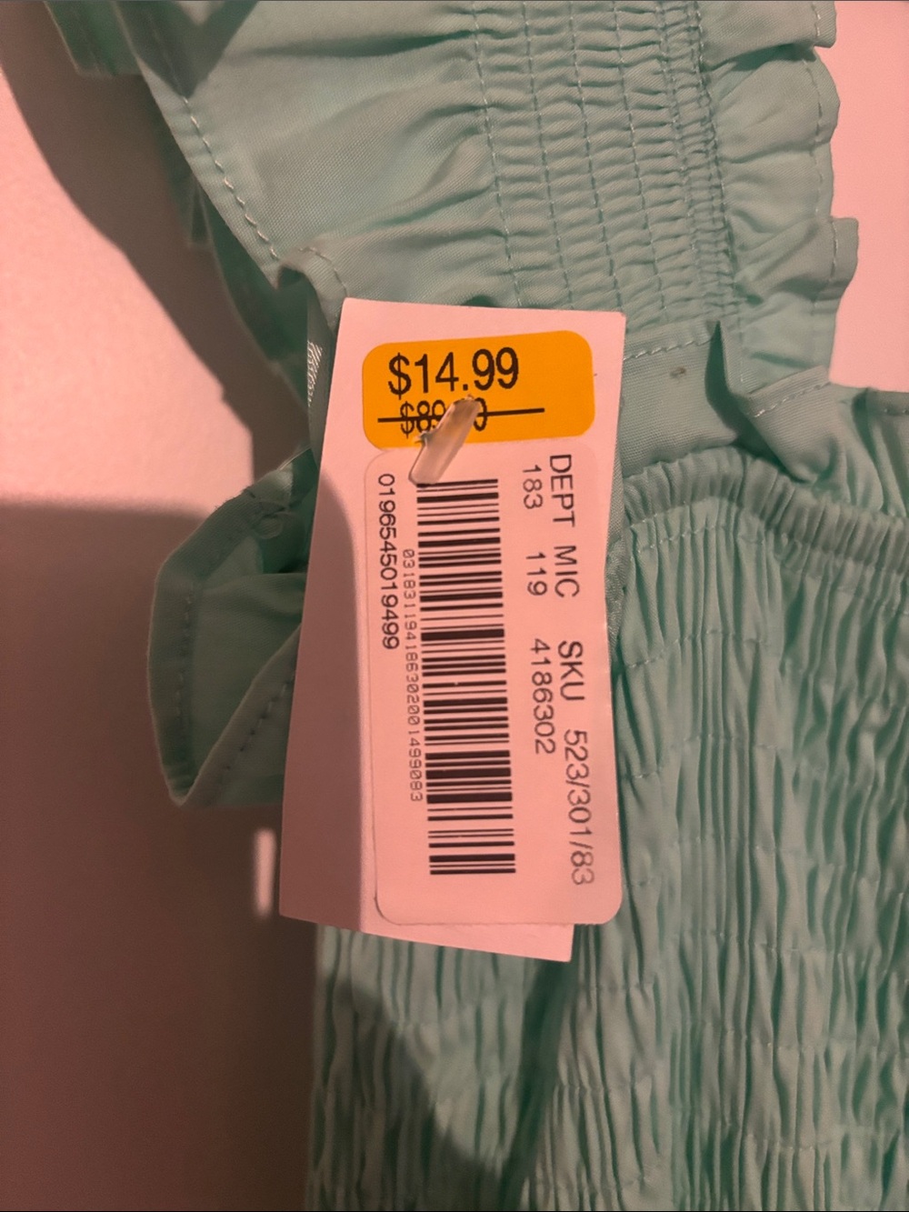 Womens Ruffle Strap Summer Dress - Mint Green - Picture 2 of 3
